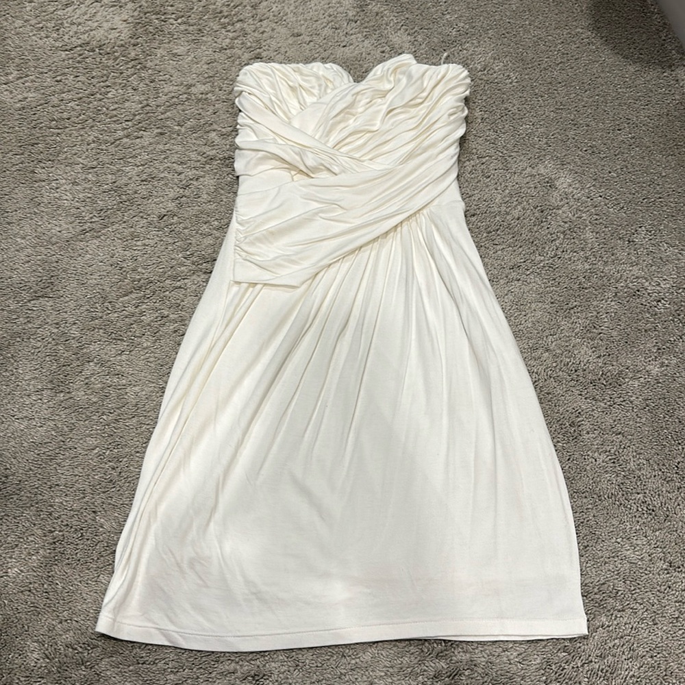 Strapless mini white dress
